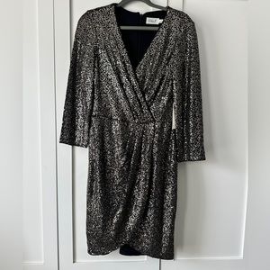 Eliza J - Sparkle Bodycon faux wrap dress